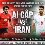 Ảnh bìa nhận định trận đấu Ai Cập vs Iran tại lượt cuối bảng G World Cup 2026, điểm nhấn cuộc đối đầu giữa Mohamed Salah và Mehdi Taremi.